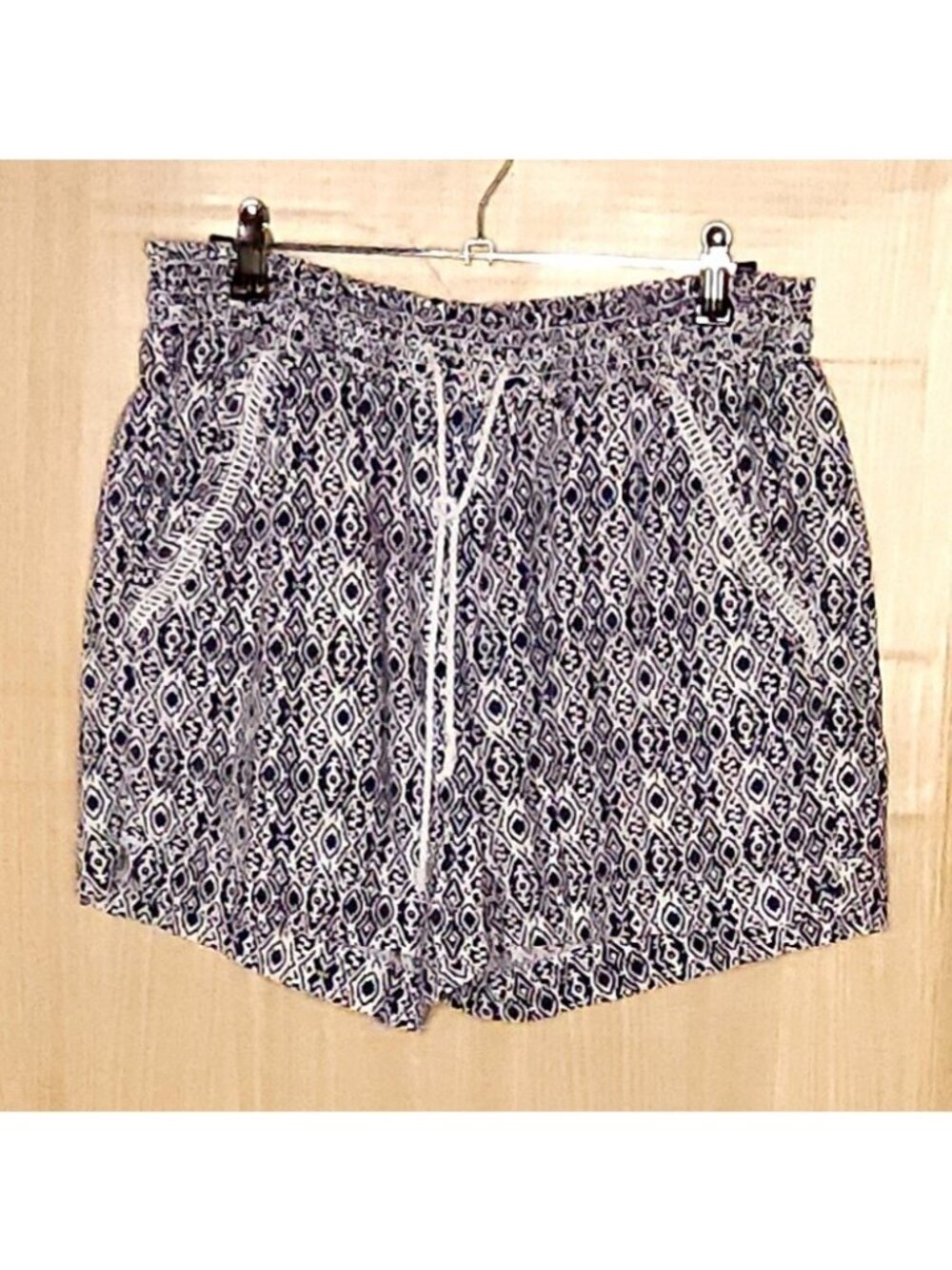Briggs Womens Blue White Southwestern Elastic Waist Shorts Medium